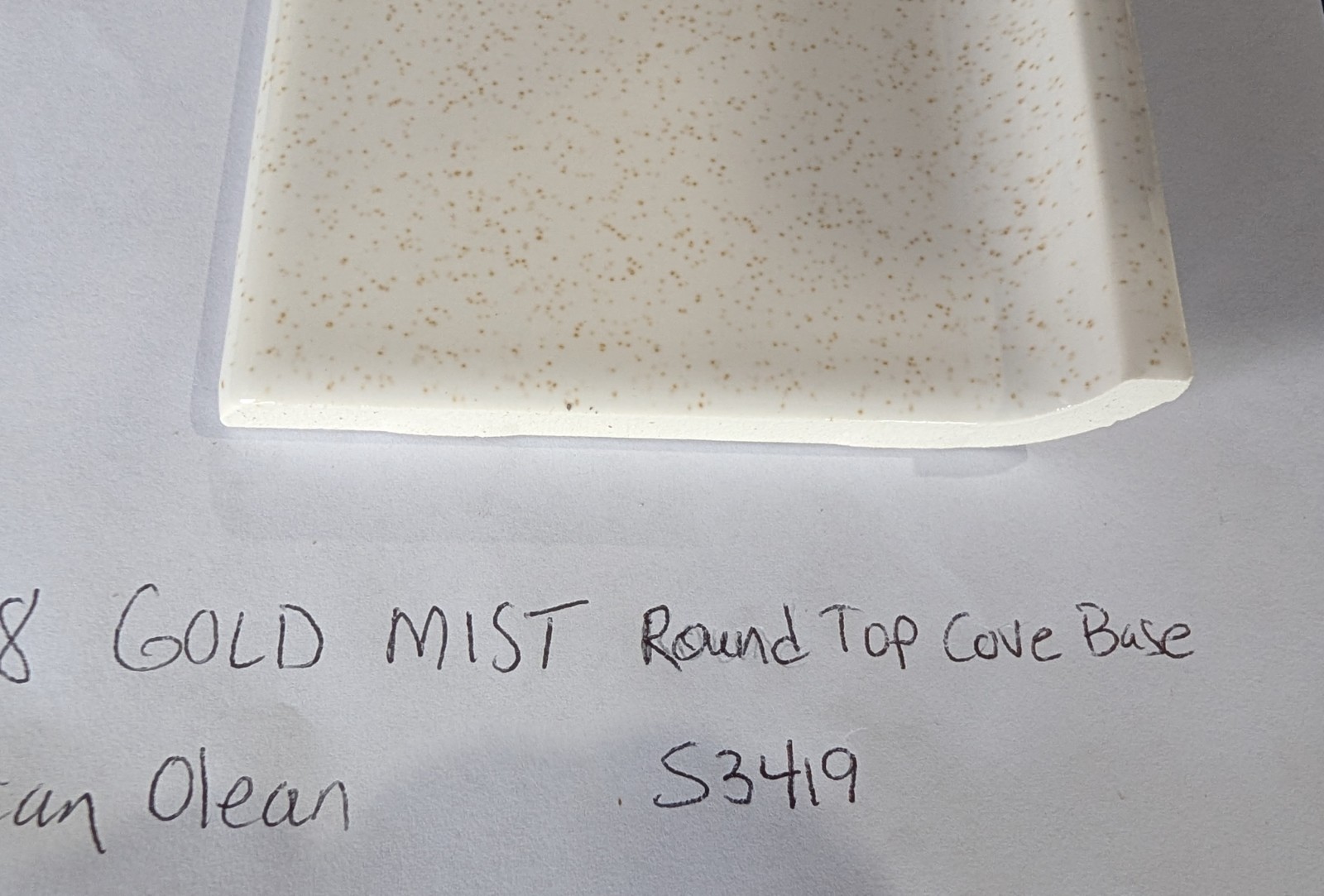 1 Pc American Olean Gloss Gold Mist #48 S3419 Ceramic Tile Cove base 4-1/4″ X 6″
