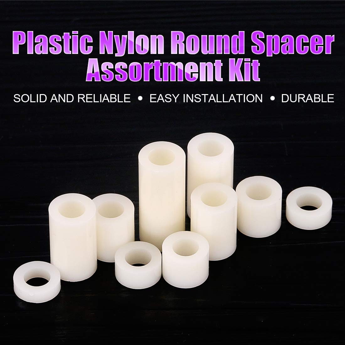 Swpeet 150Pcs Nylon Round Spacer Standoff Screw Nut One Size, White