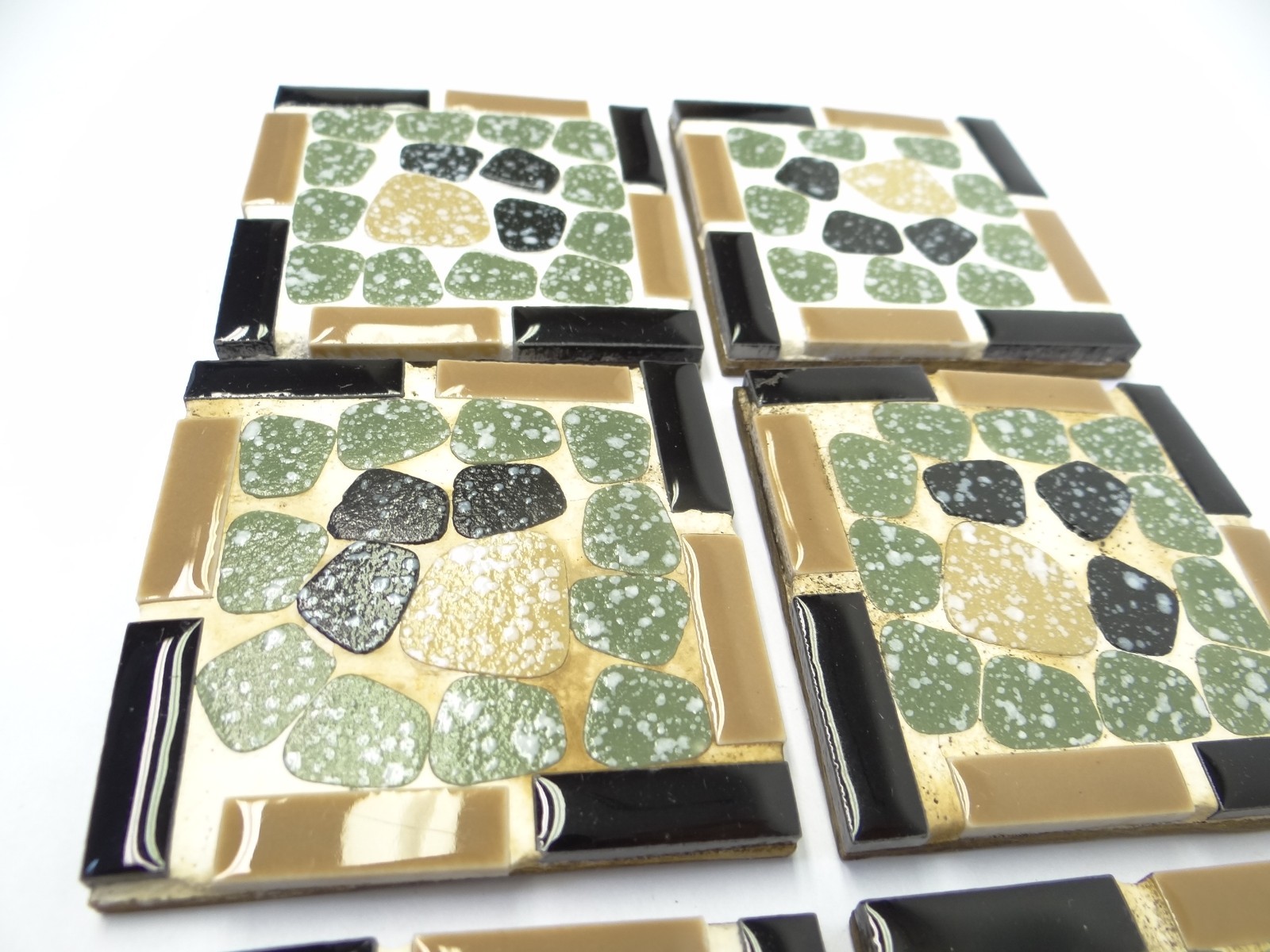 Small Modern Brown Black Green 2.75” x 2.75” Square Decorative Tiles