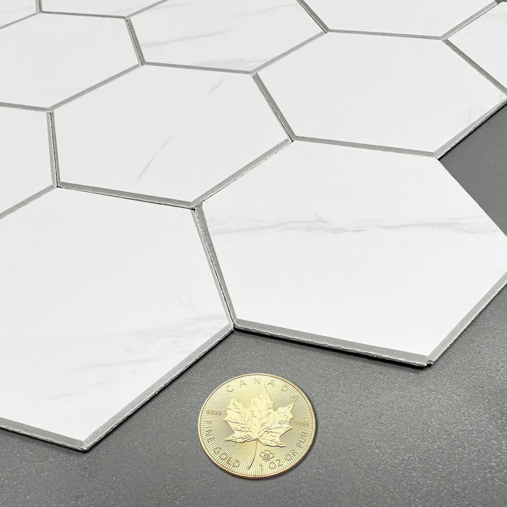 Marble Hex 10.83 In. X 11.81 In. SPC Peel and Stick Backsplash Tile (0.9 Sq. Ft.