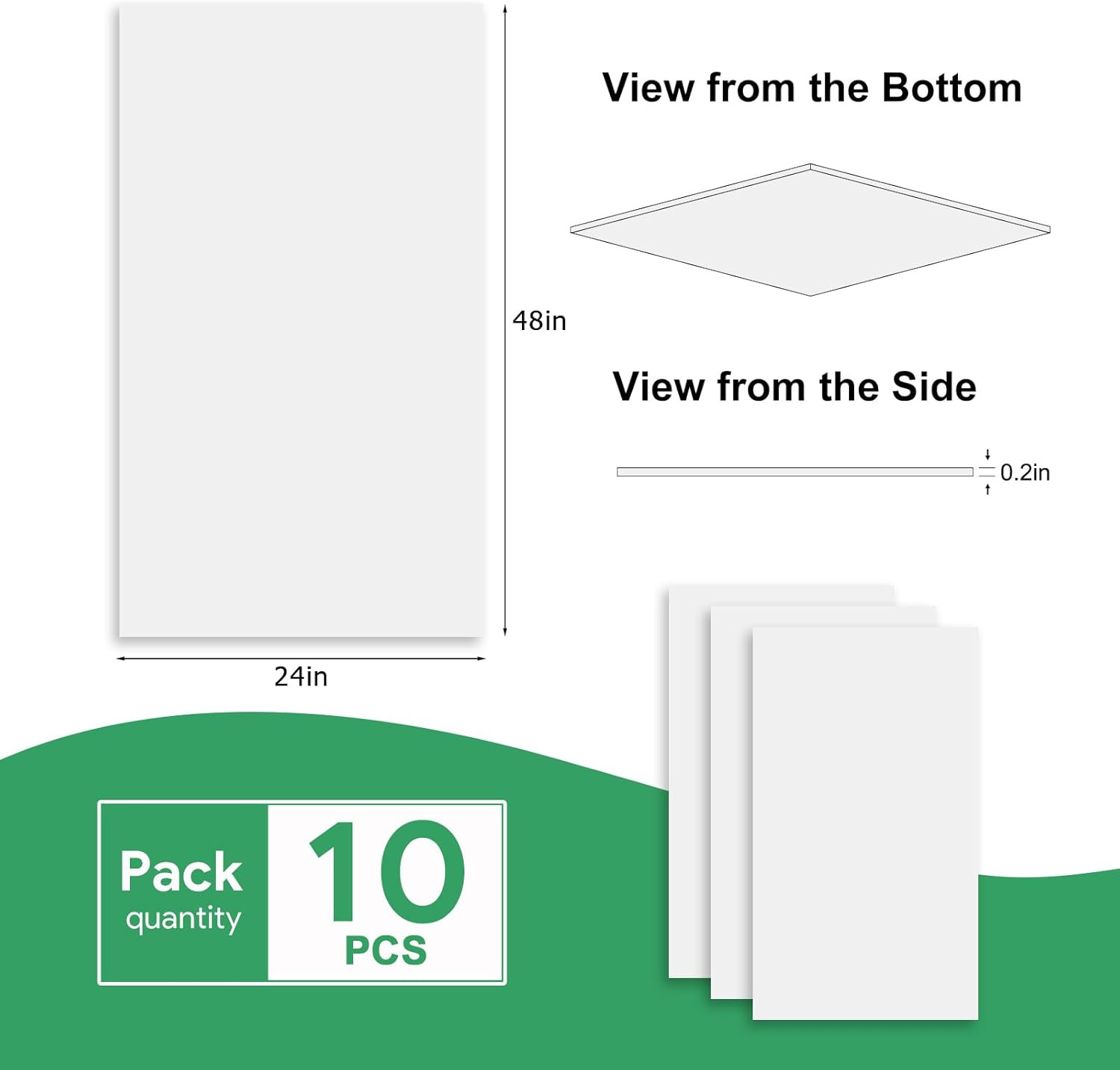 White Drop Ceiling Tiles 2′ x 4′, Waterproof, Fire-Rated, 10 Pack