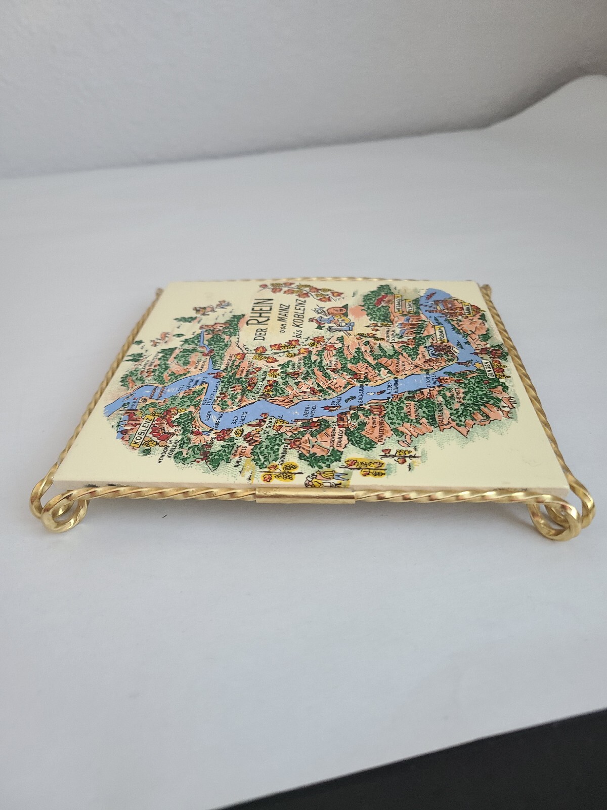 VTG Metal Framed Ceramic Tile “DER RHEIN von MAINZ bis KOBLENZ”