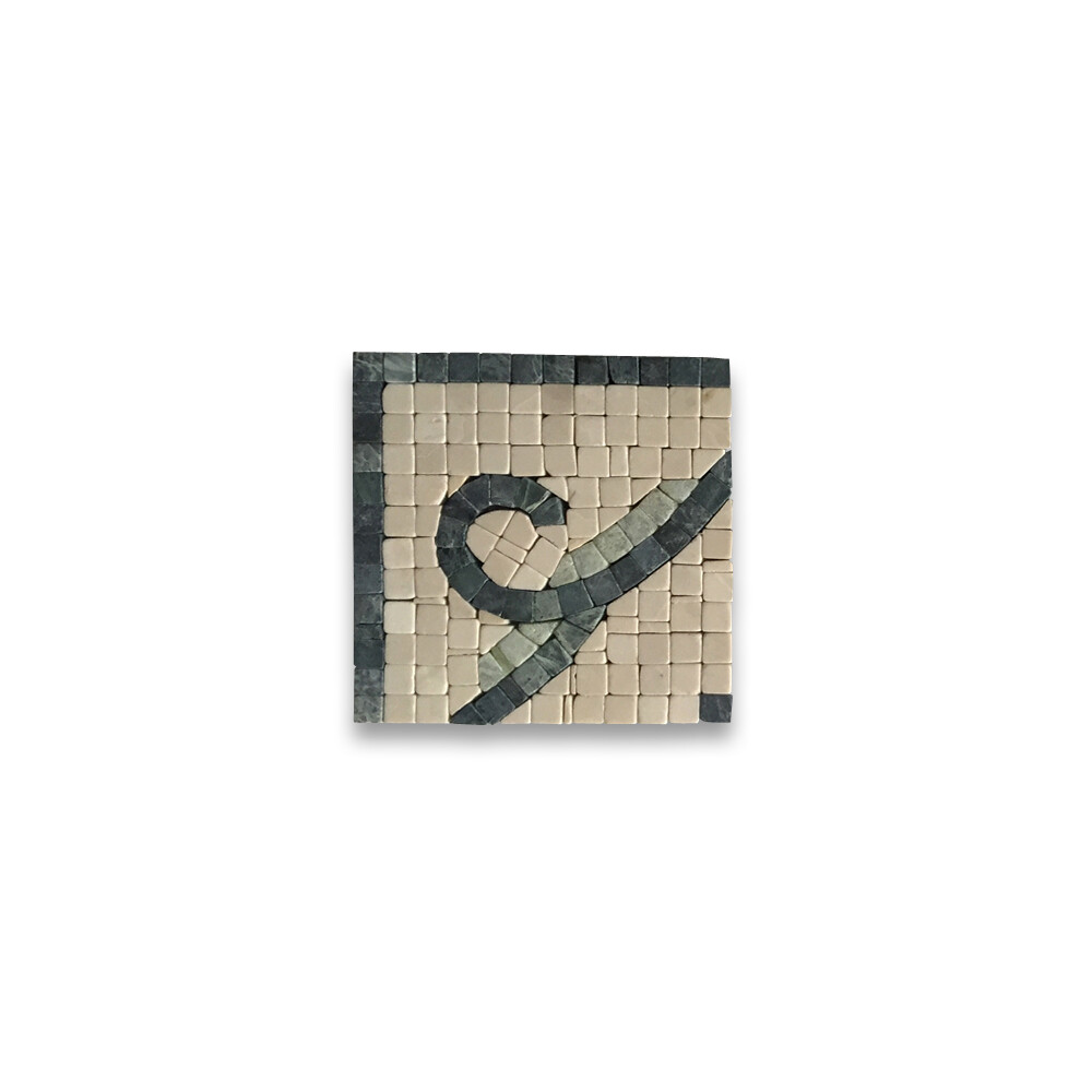 B0070CT Marble Mosaic Border Accent Tile Infinity Botticino 4.7×4.7 Tumbled