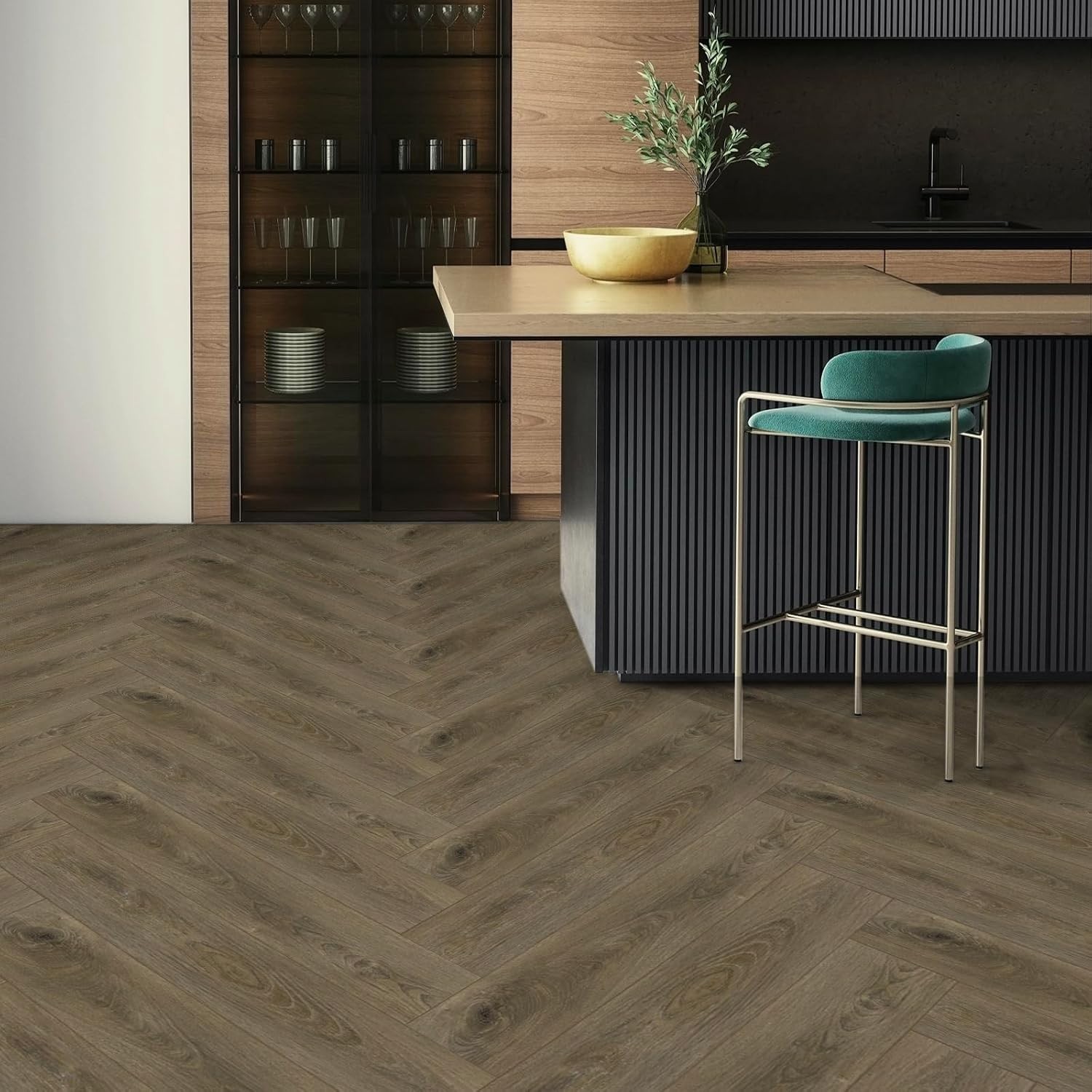 10-Pack Peel and Stick Waterproof Vinyl Floor Tiles – Brown Wood Plank Look