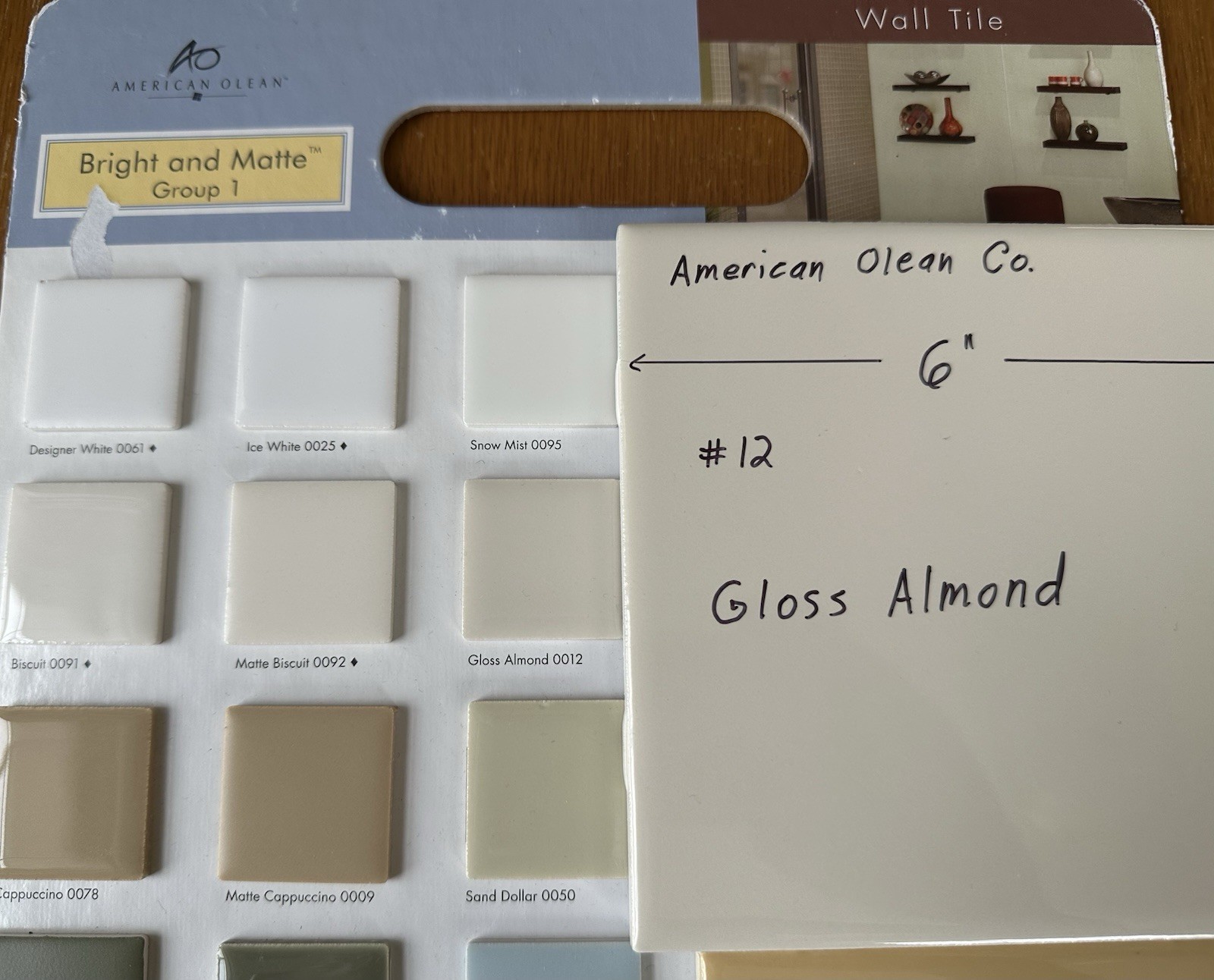 1 pc. Gloss Almond: Ceramic Tile 6″ X 6″ by American Olean #12, New Stock