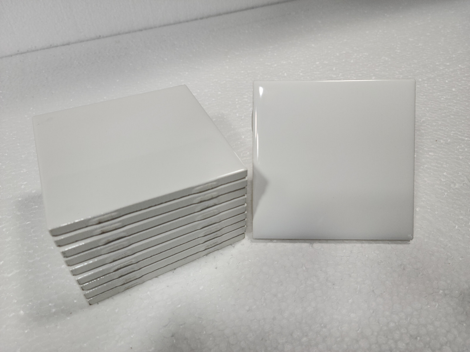 Vintage White Ceramic Tile 4.25 in Daltile Color 0100 Mid Century Modern Retro