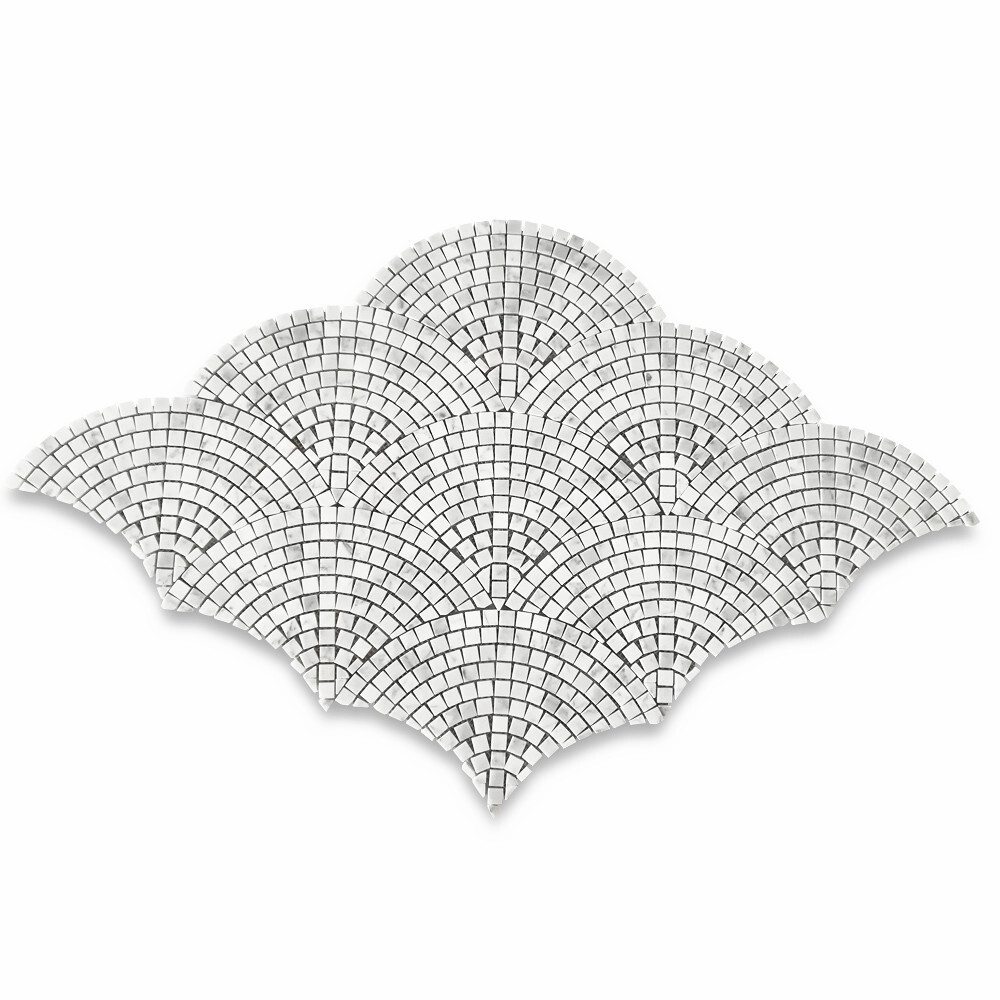 C999XP Carrara Marble European Fan Mini Tile Fish Scale Scallop Mosaic Polish