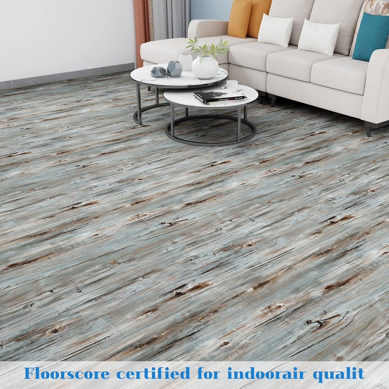 54 Sq.Ft,Wood Floor Tiles,36 Pack Grey Vinyl Flooring No Adhesive Residue 36″…