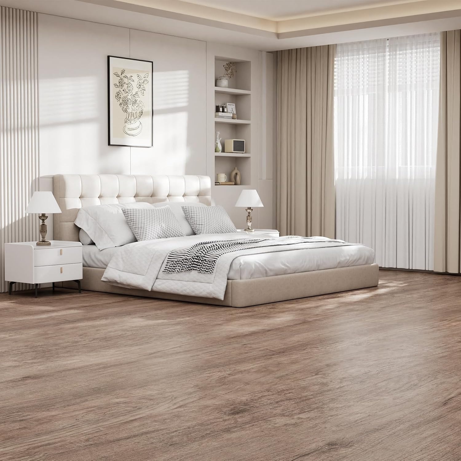 Peel and Stick Floor Tile Vinyl Flooring Roll 23″X 118″/19.4 Sq.Ft Linoleum Lami