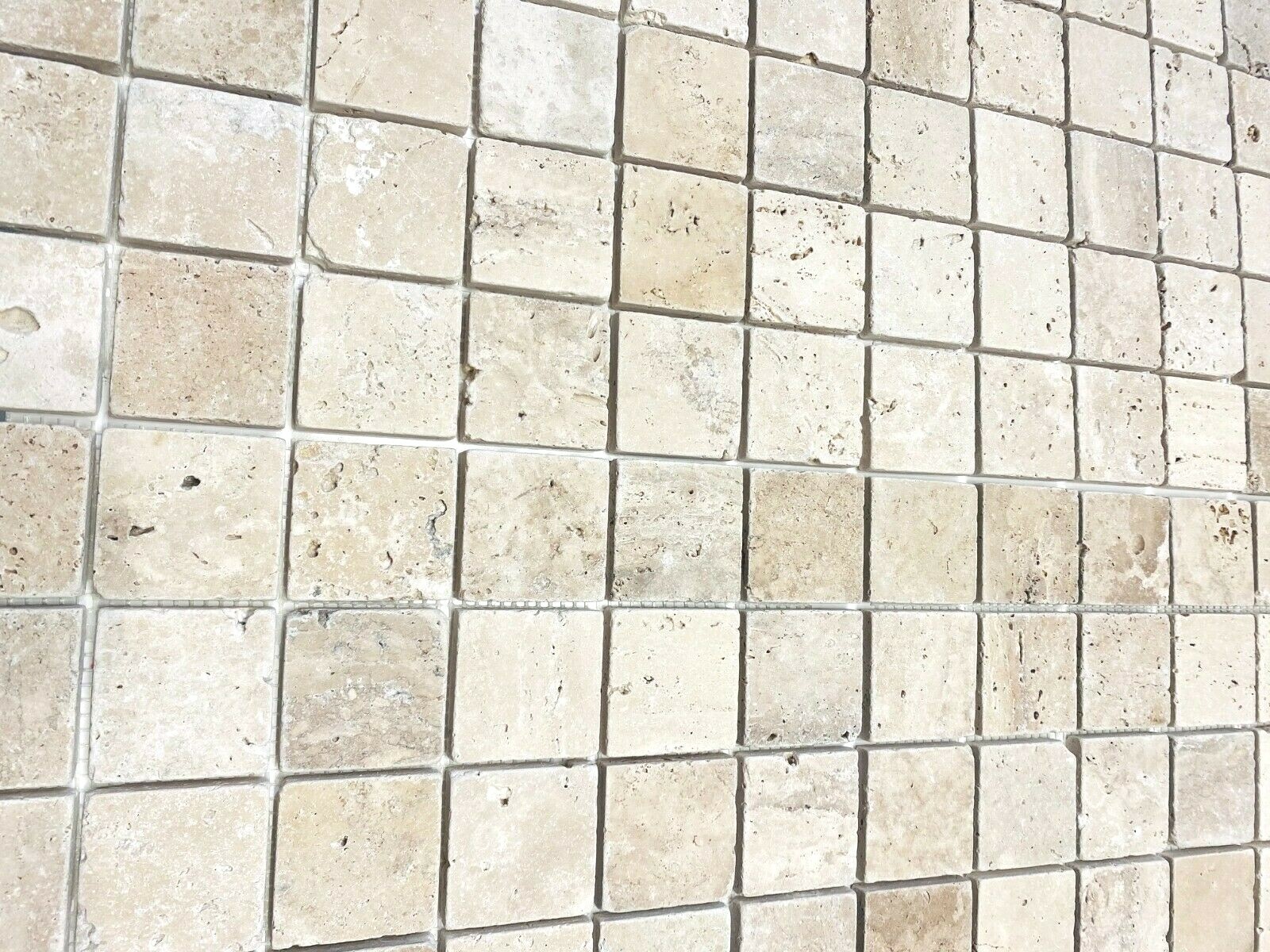 2×2 Tuscan Ivory Mix Tumbled Aged Travertine Mosaic Tile Backsplash Floor Wall