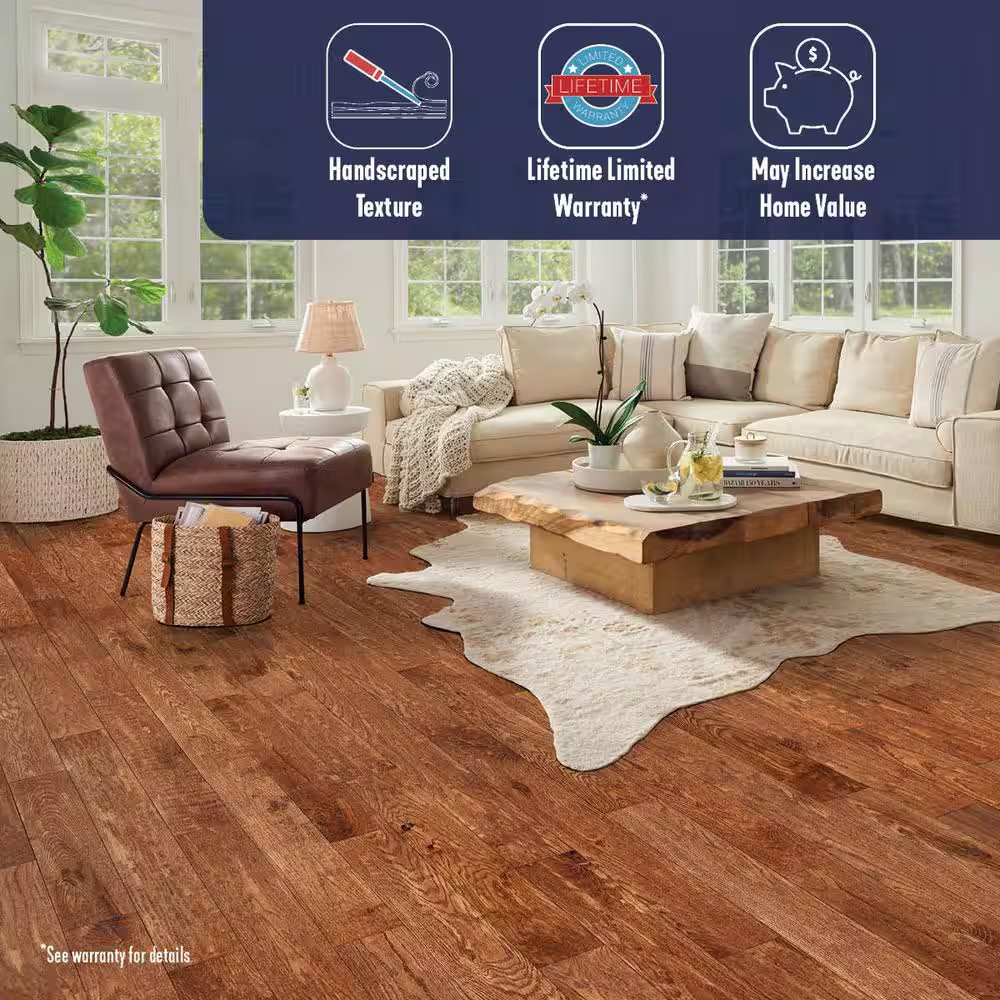 American Vintage Fall Classic Oak 3/4 In. T X 5 In. W Scraped Solid Hardwood Flo