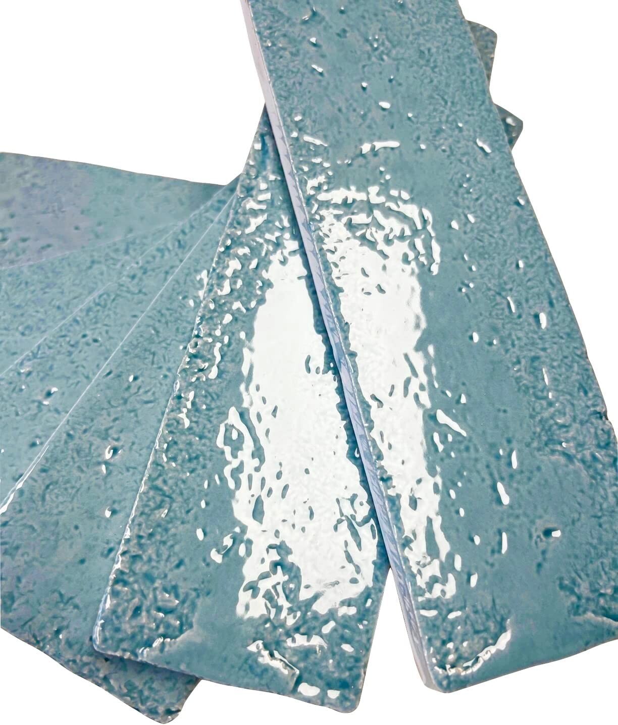 2 1/2×8 Brick 20 Soft Blue Decorative Shiny Wall Ceramic Tile (PACK OF 7)
