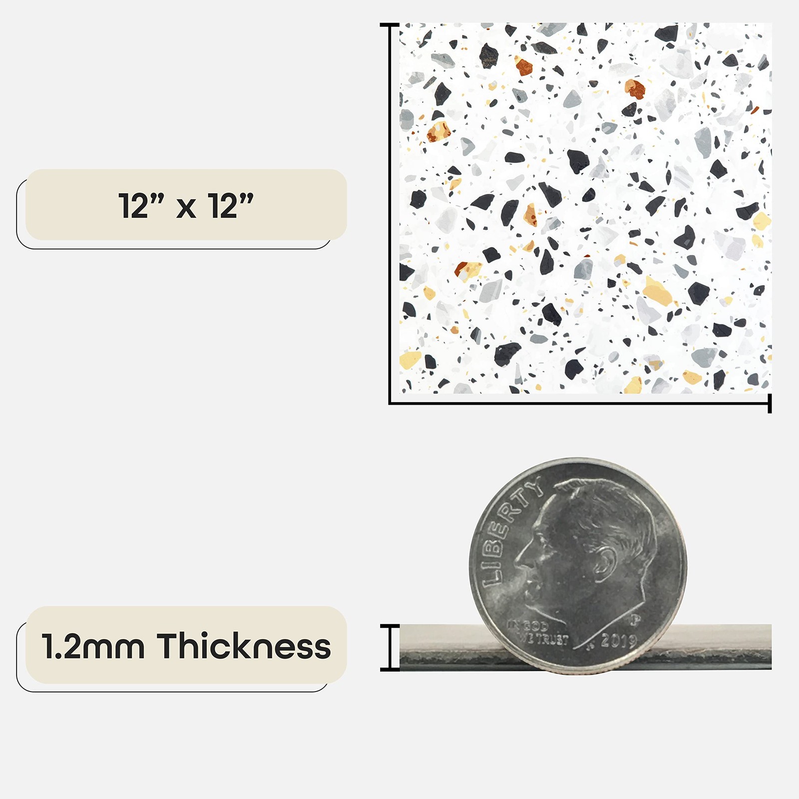 Self Adhesive Vinyl Floor Tiles Mosaic Slate Peel & Stick DIY 12″ X 12″ 20PC
