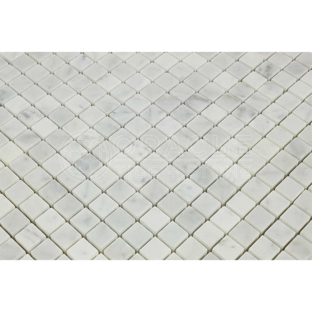 Carrara White Italian (Bianco Carrara) Marble 5/8″ X 5/8″ Mosaic Tile