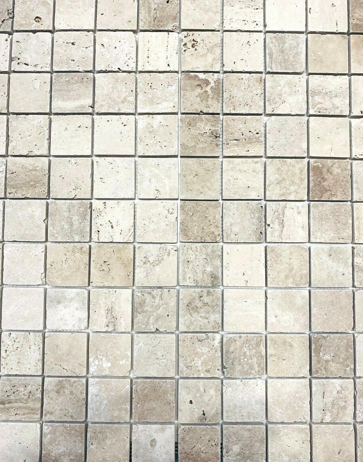 2×2 Tuscan Ivory Mix Tumbled Aged Travertine Mosaic Tile Backsplash Floor Wall