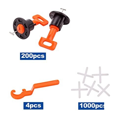 Tile Leveling System Kit 200pcs Tile Leveler 4 Wrenches 1000pcs 2mm Spacers