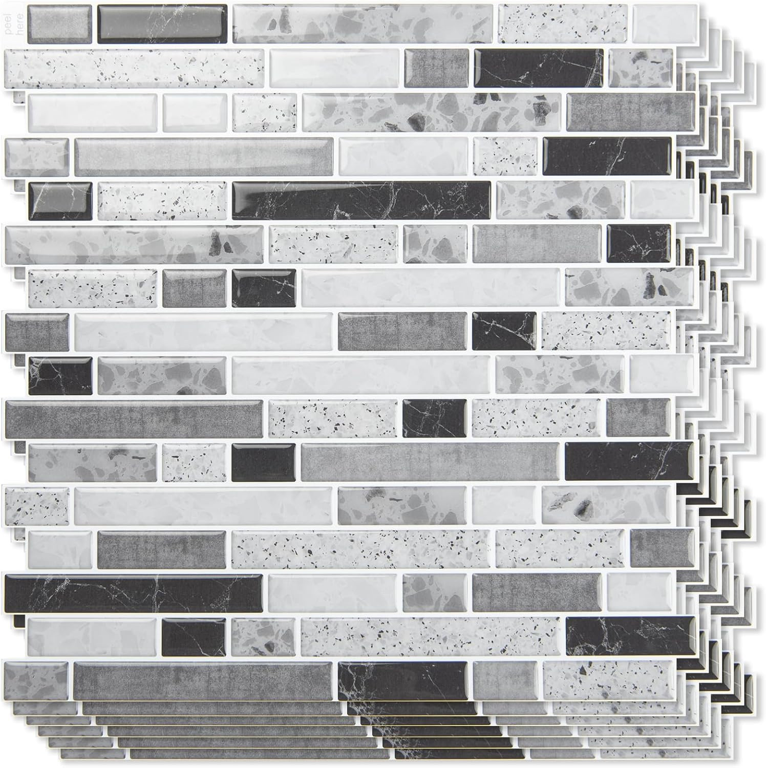 10-Sheet Heavy-Duty Peel and Stick Backsplash, Waterproof Wall Tiles Stick on Ki