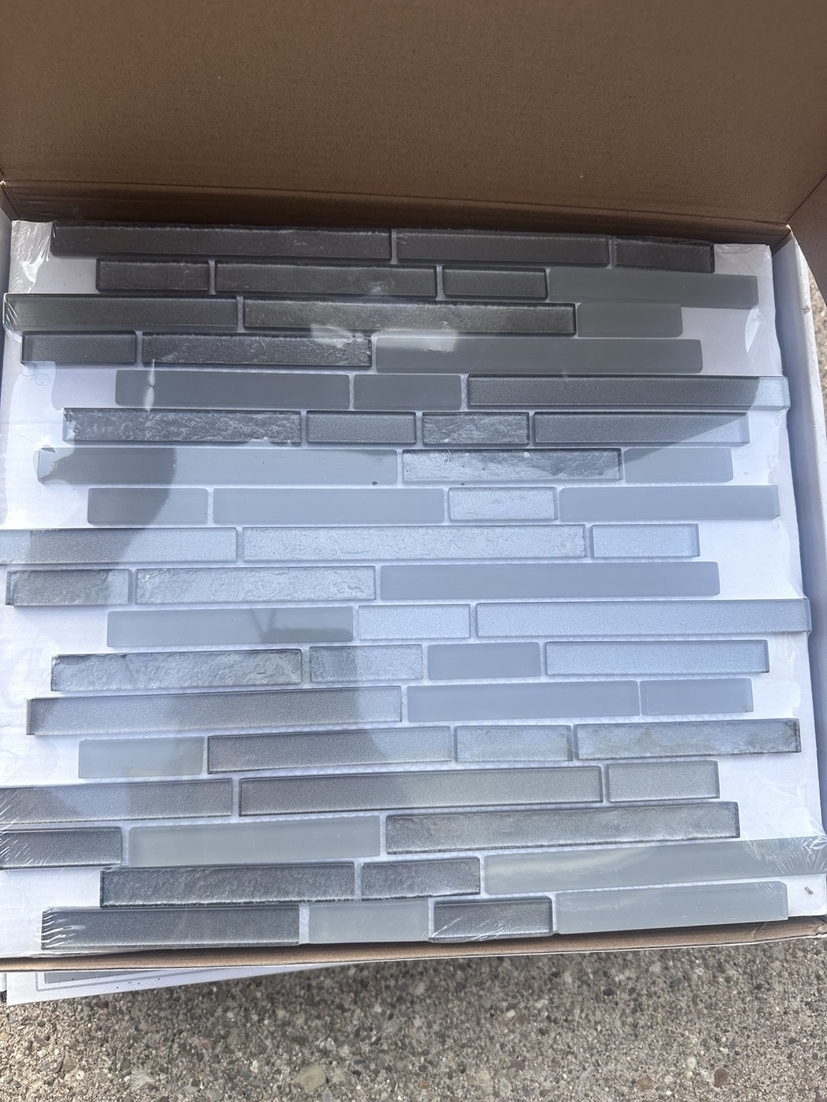 Random Mixed Grey Glass Mosaic Tile Sheets 12×12 6mm, 10 Pack Brick Glossy