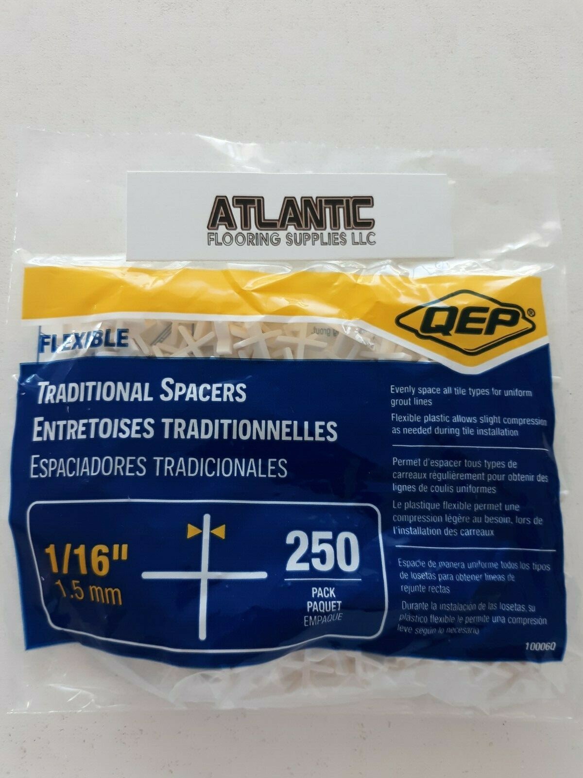 QEP Traditional Tile Spacers Tombstone Style 200/250 Pack 3/16, 1/8, 1/16 inch