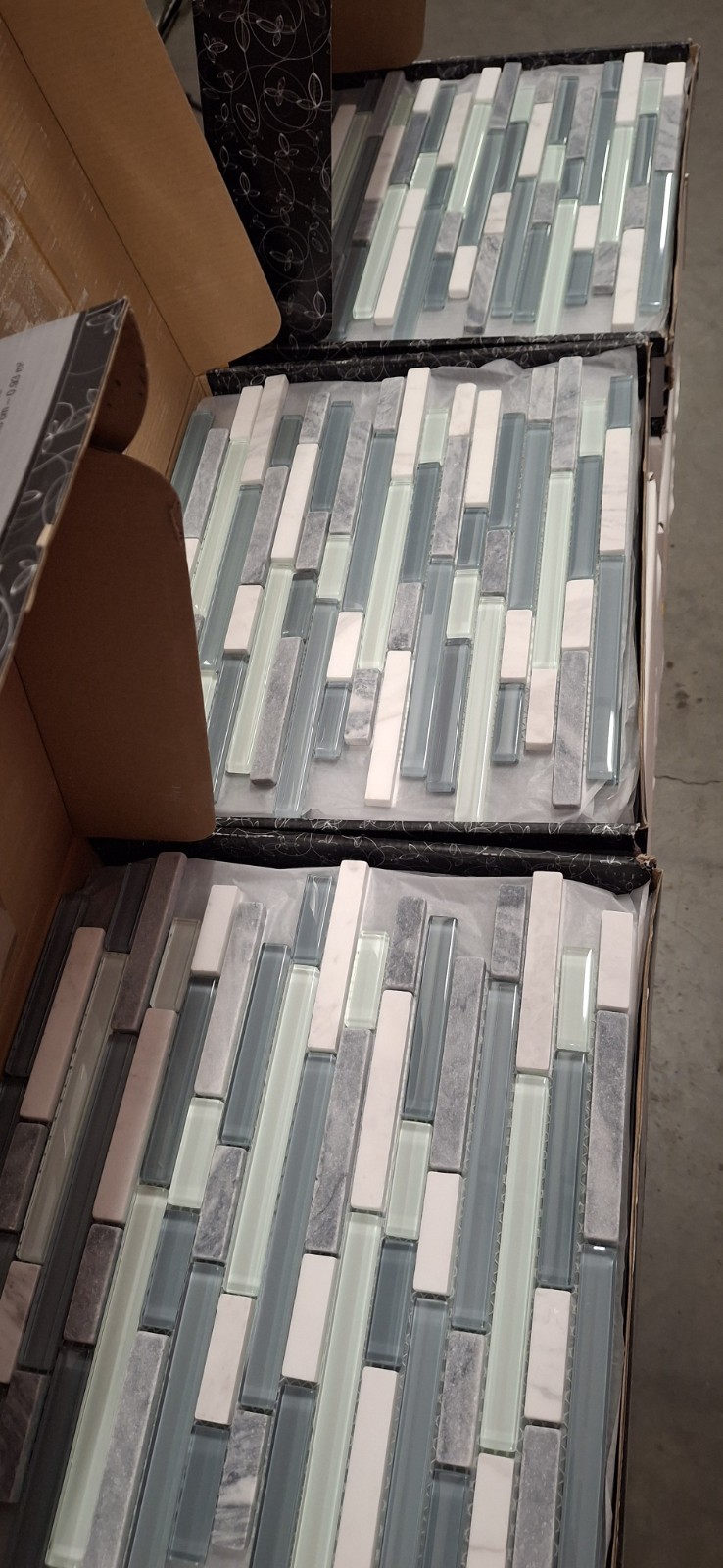 Anatolia Bliss Glass & Stone Linear Mosaic Tile 12″x12″ Sheet Backsplash Wall