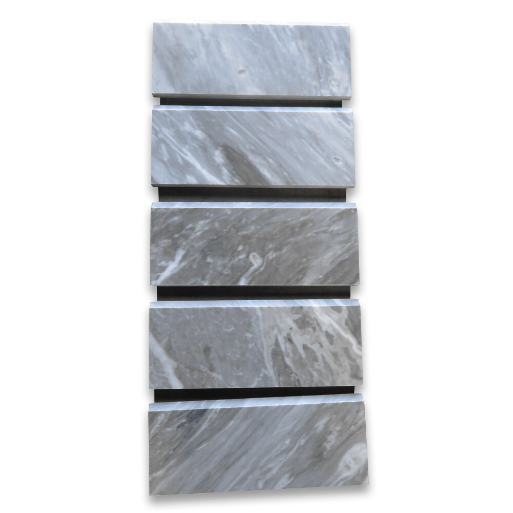 K12H Bardiglio Gray Dark Grey Marble 5×12 Baseboard Trim Molding Honed