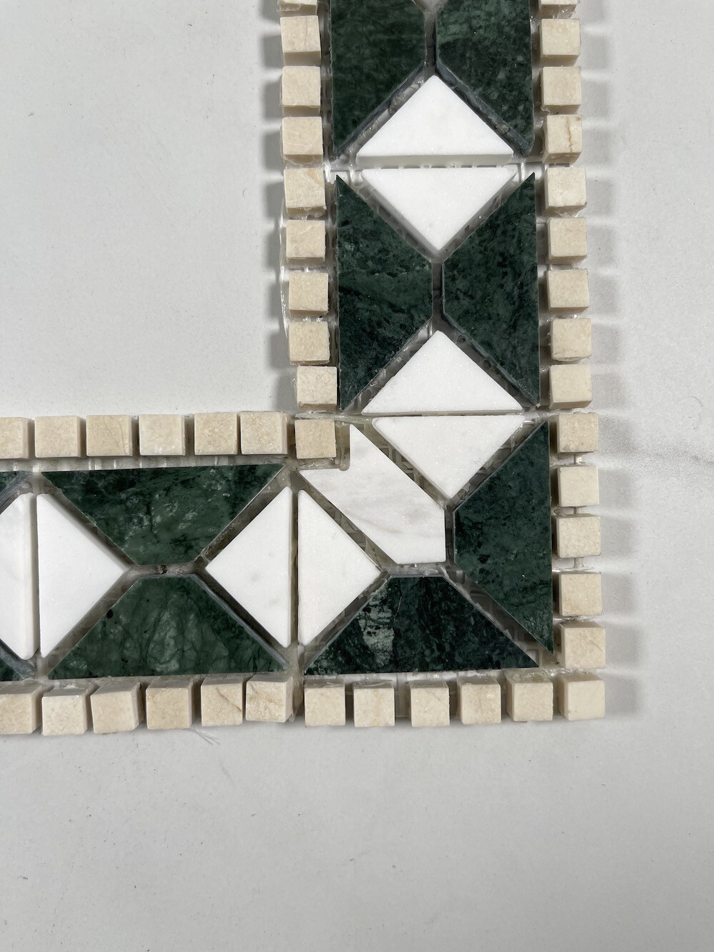 B0037P Marble Mosaic Border Listello Accent Tile Tahitian Green Polished