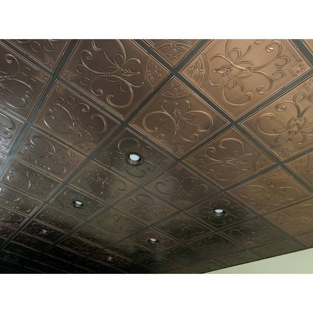 New Orleans 2 Ft. X 2 Ft. Lay-In or Glue-Up Ceiling Tile in Antique Bronze (40 S