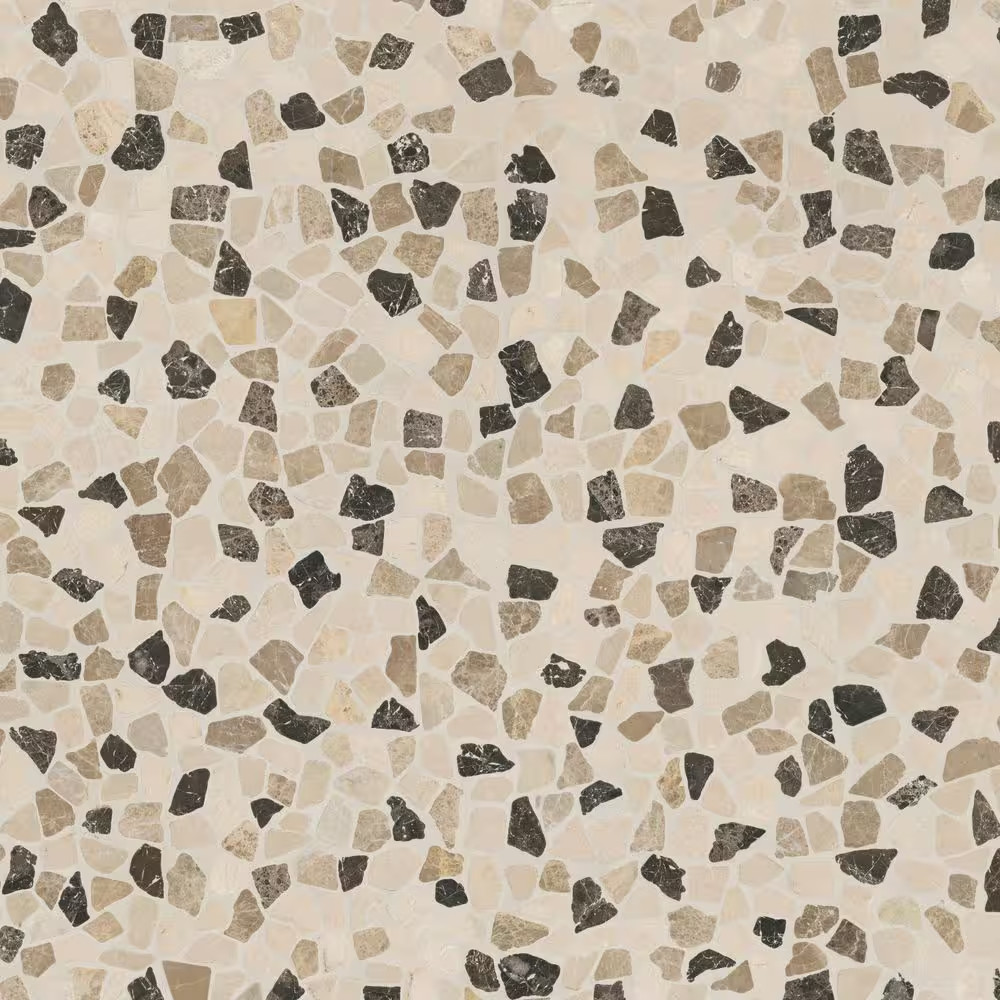 Mix Marble Pebbles 11.42 In. X 11.42 In. X 10 Mm Tumbled Marble Mosaic Tile (9 S