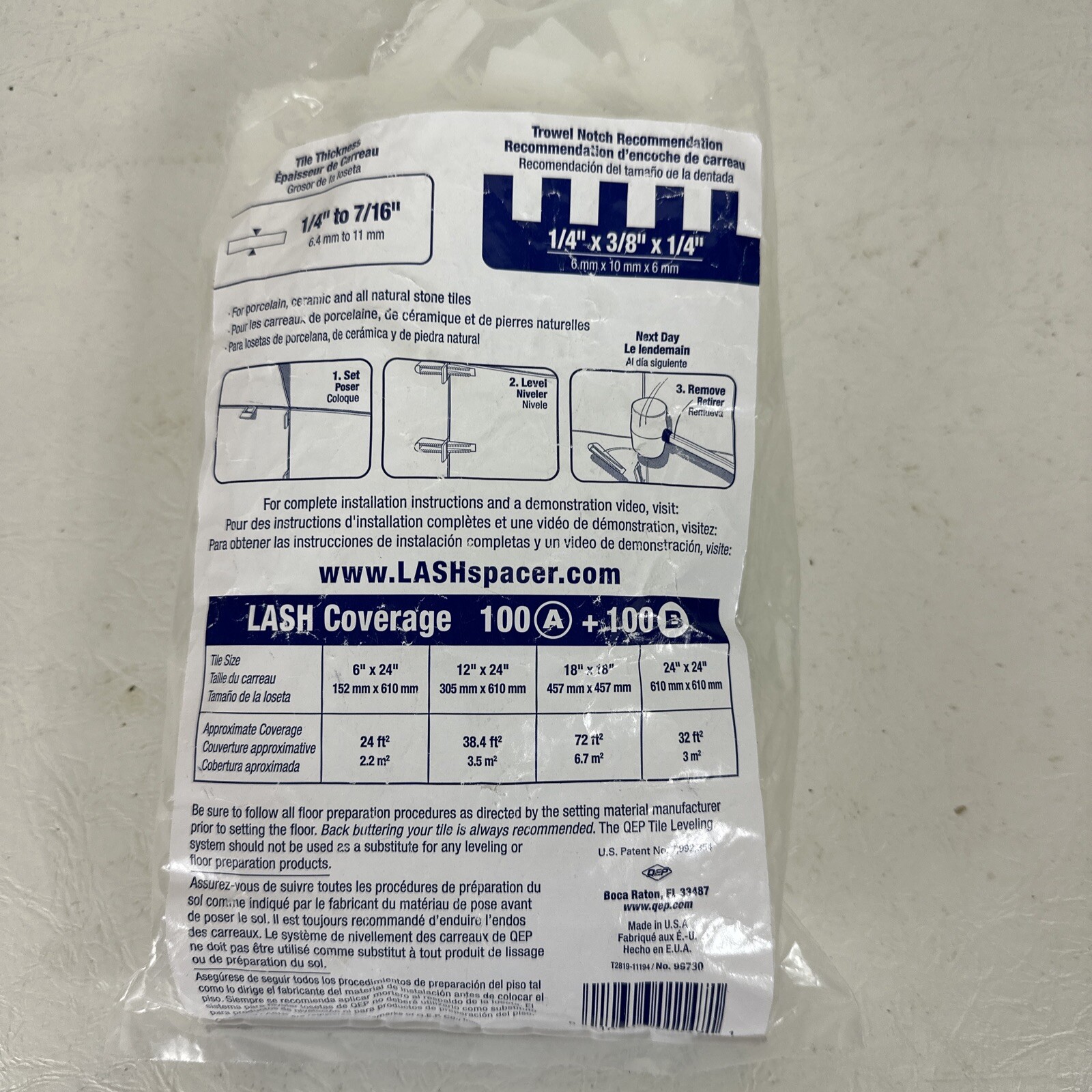 LASH Flat Floor and Wall Tile Leveling System, Clips Part A – Open package of 90