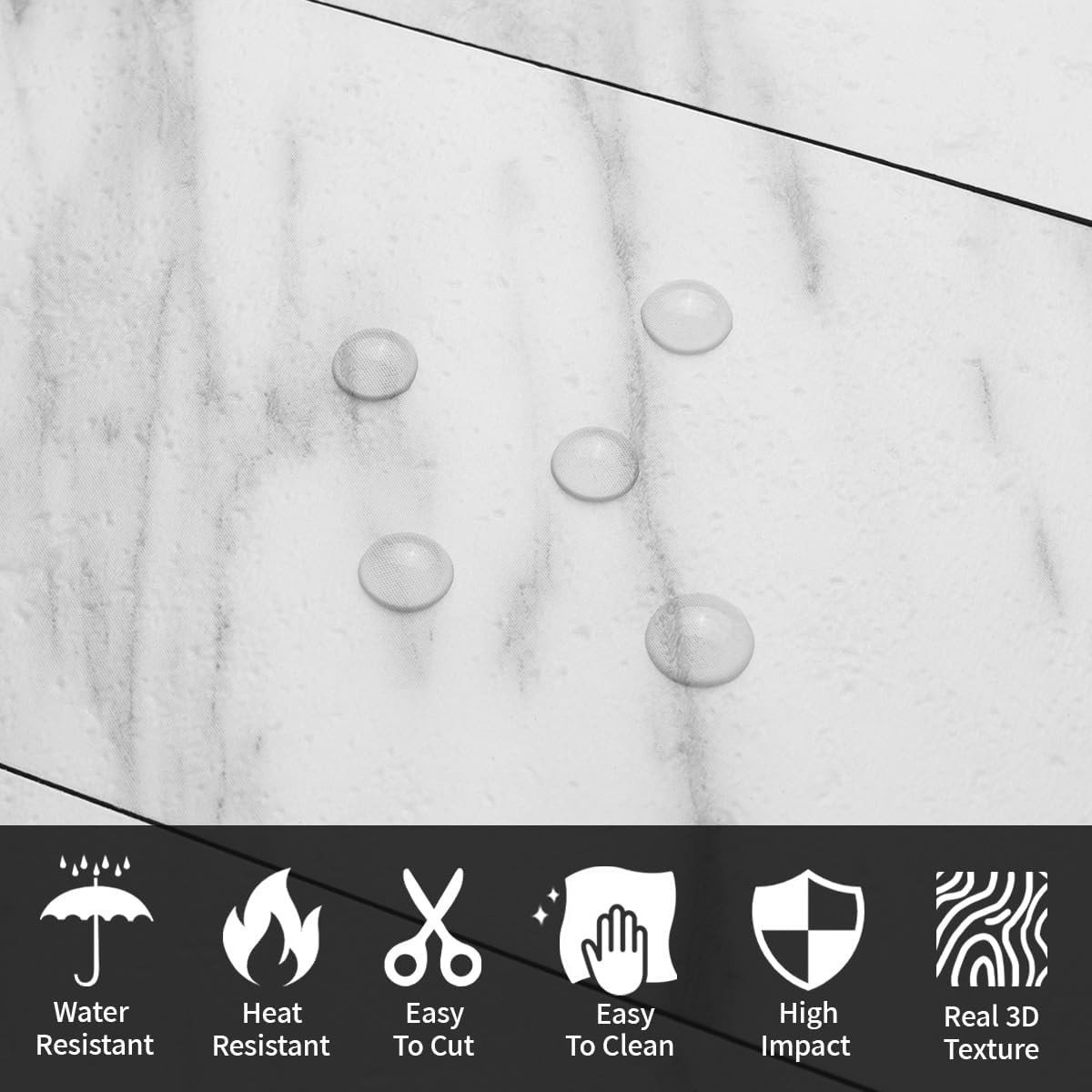 100-Piece White Marble Look Peel and Stick Backsplash Wall Tiles, 3″ x 6″ PVC…