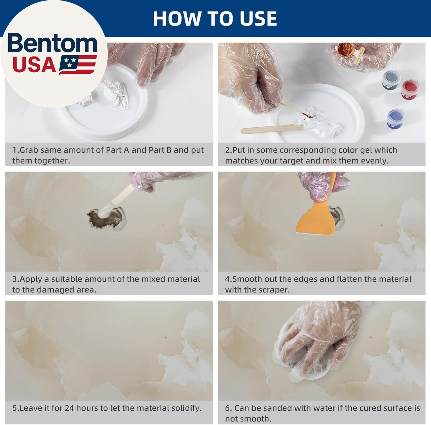 Tile and Granite Repair Kit, Marble Porcelain Stone and Quartz Countertops Repai