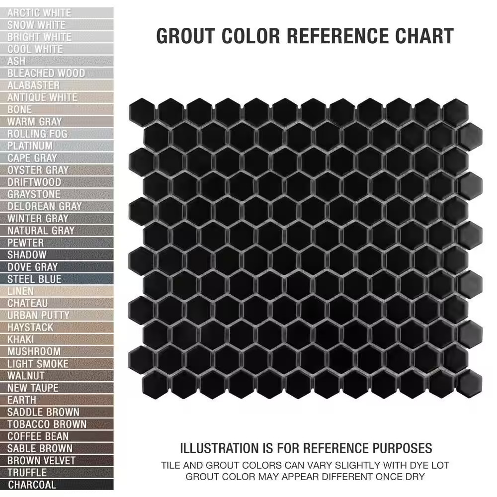 Metro 1 In. Hex Matte Black 10-1/4 In. X 11-7/8 In. Porcelain Mosaic Tile (8.6 S