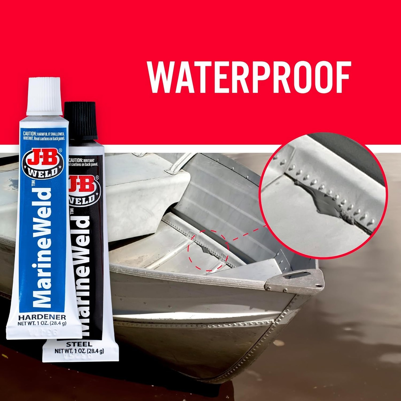 MarineWeld Marine Epoxy 2 oz Waterproof Repair Marine Watercraft Metal Plastic