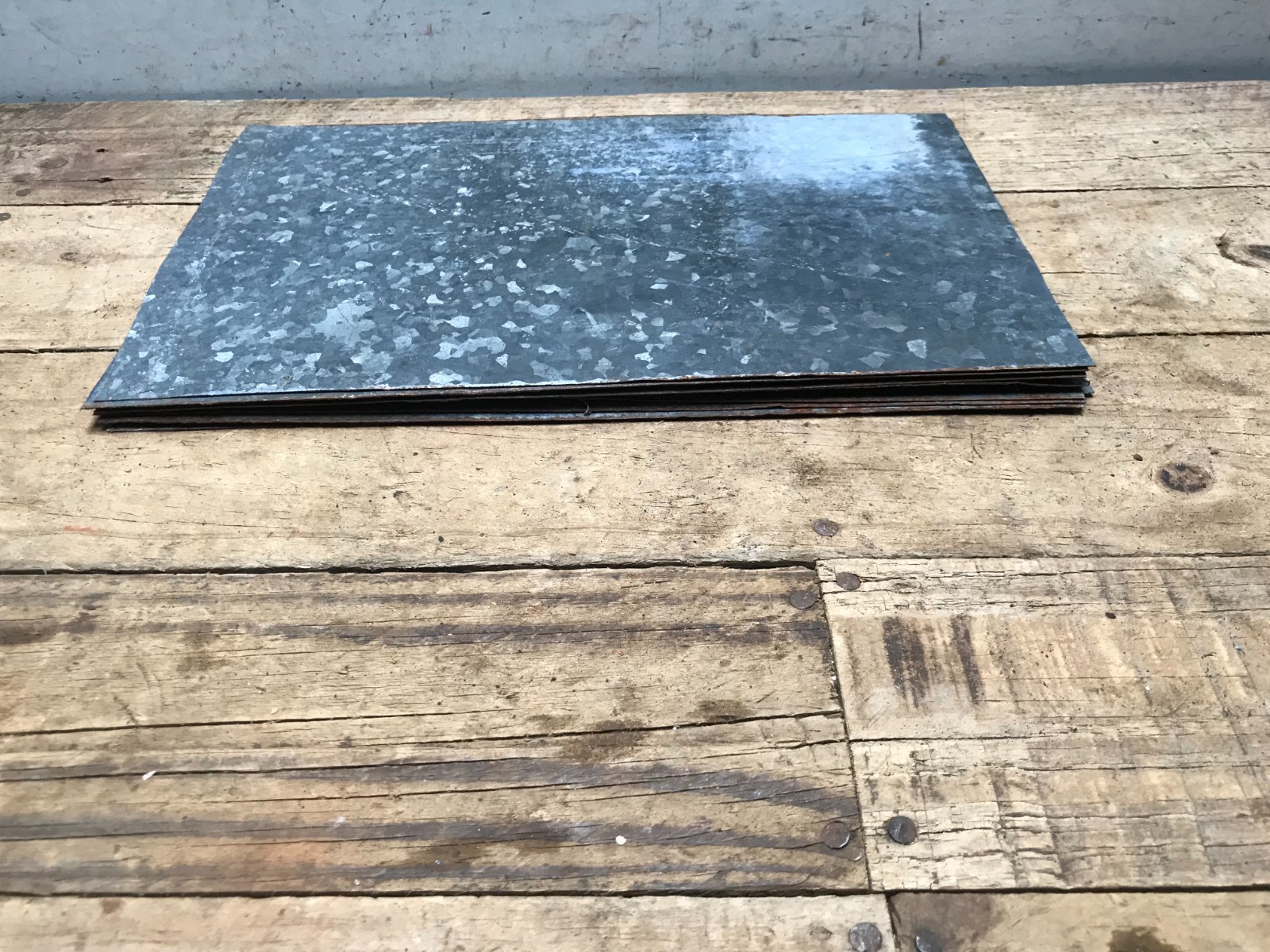 10 Rusty Galvanized Patina Sheet Metal 12″ x 7 1/2 – 8″ Wall Tile Art Garden (E)