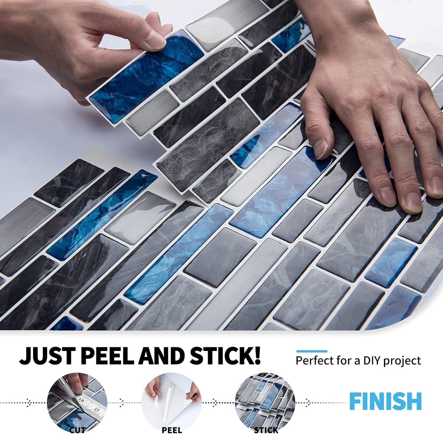 Water Resistant Peel and Stick Kitchen Backsplash – 10 Pack