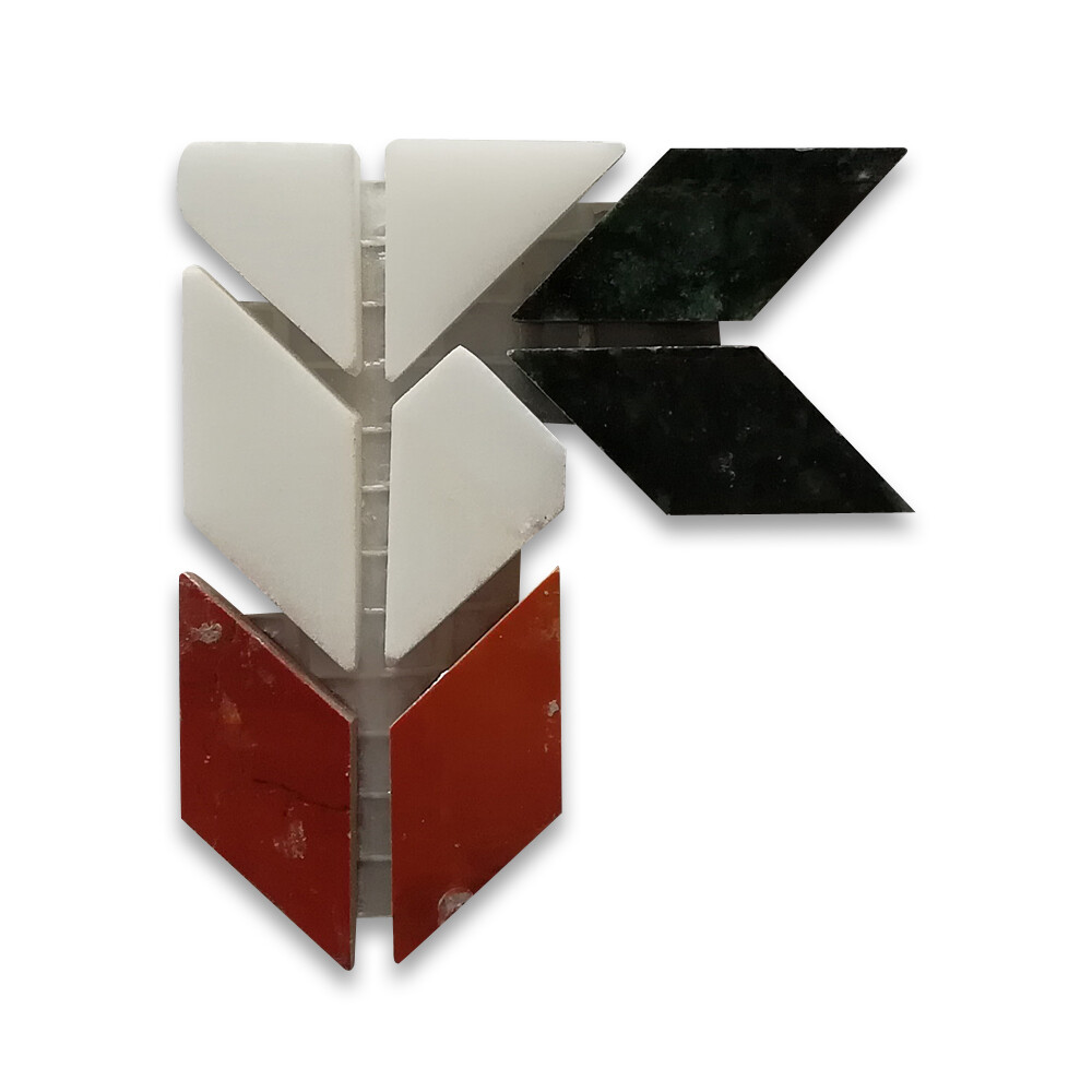B0003CP Marble Mosaic Border Deco Accent Tile Arrow Rojo 2.1×2.3 Polished