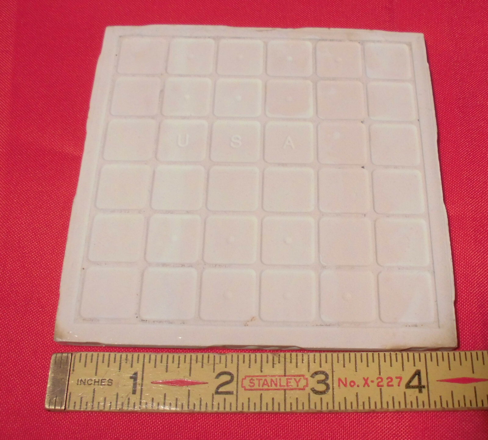 1 pc. Biscuit Glossy Ceramic Tile 4-3/8″ by Florida Tile Co. NOS off-white