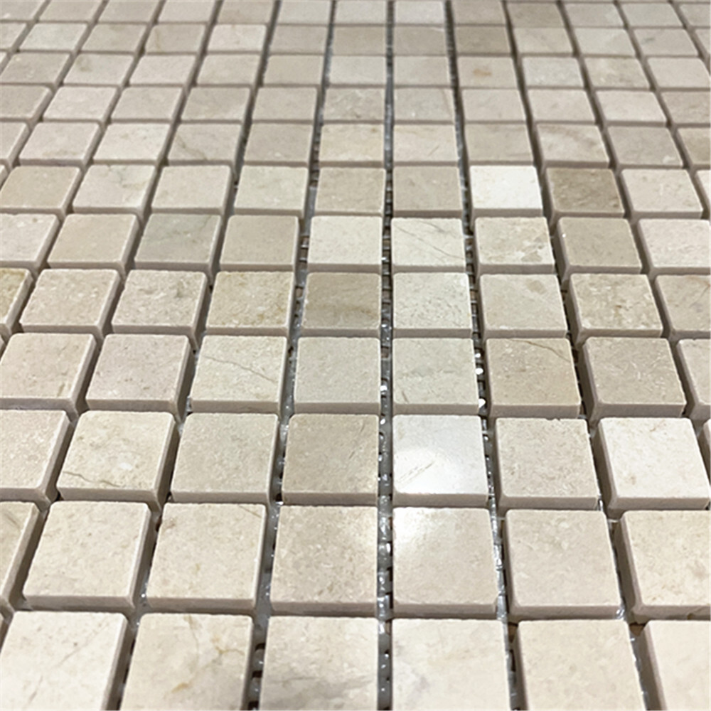 M22XP Crema Marfil Beige Marble 5/8×5/8 Grid Square Mosaic Tile Polished