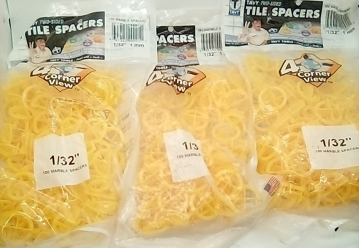 Tavy Two-Sided Tile Spacers 4corner View 1/32″ (1mm) – New 300 Total. 100pr Bags