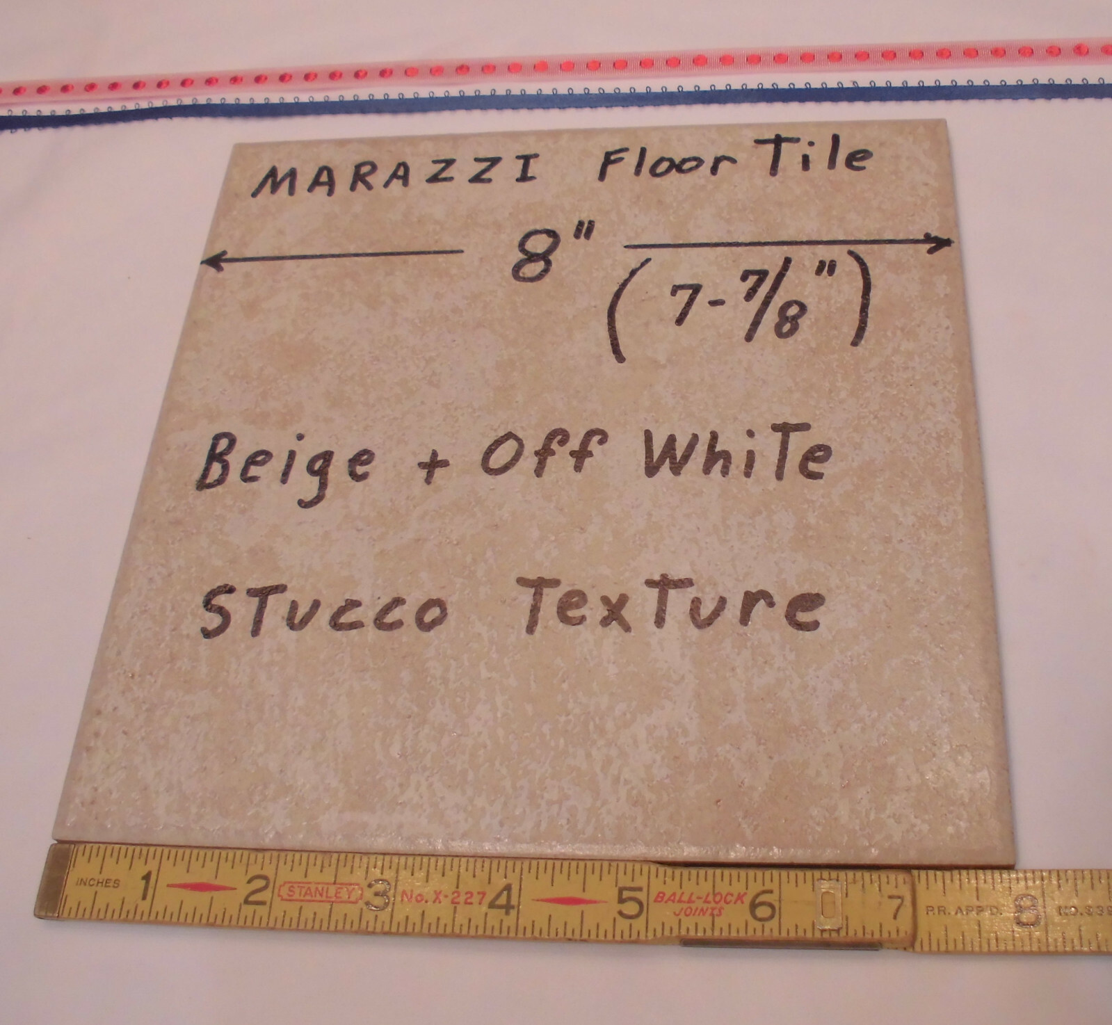 1 pc. *Off-White – Beige* 8″ Ceramic / Porcelain Floor Tile; Stucco Textured NEW