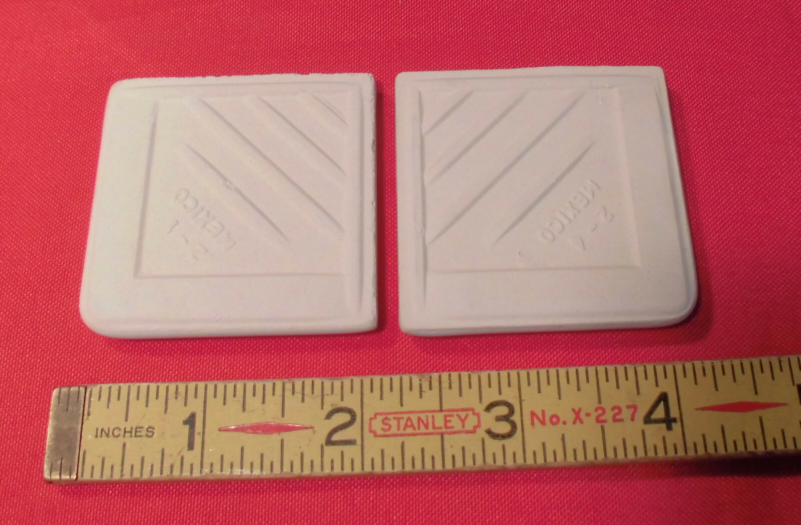 2 pcs. *Designer White* Ceramic Surface Type Tile 2″ X 2″ matte corner bullnose