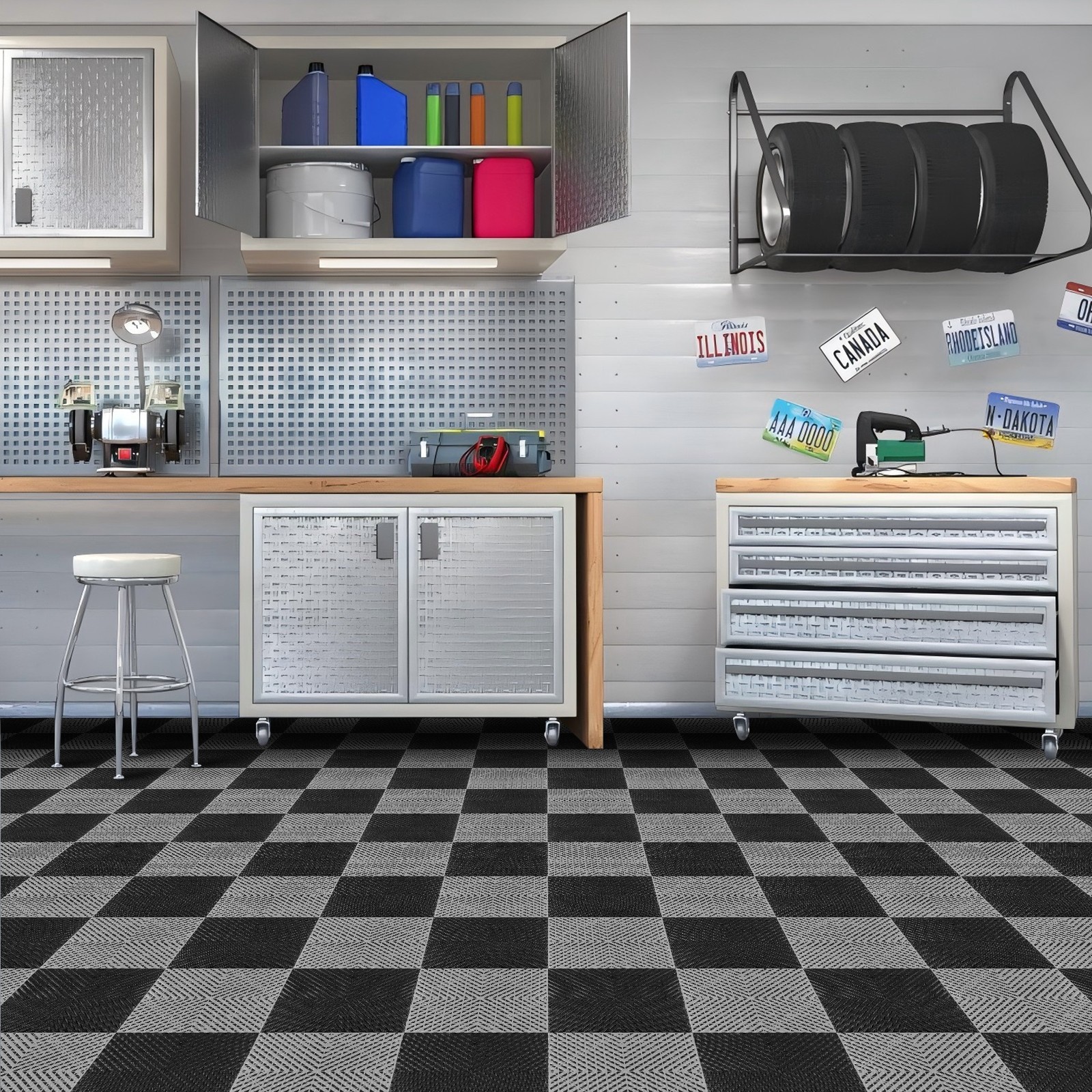 30/60Pcs Interlocking Garage Floor Tiles 15.75” x 15.75” Garage Flooring Mat