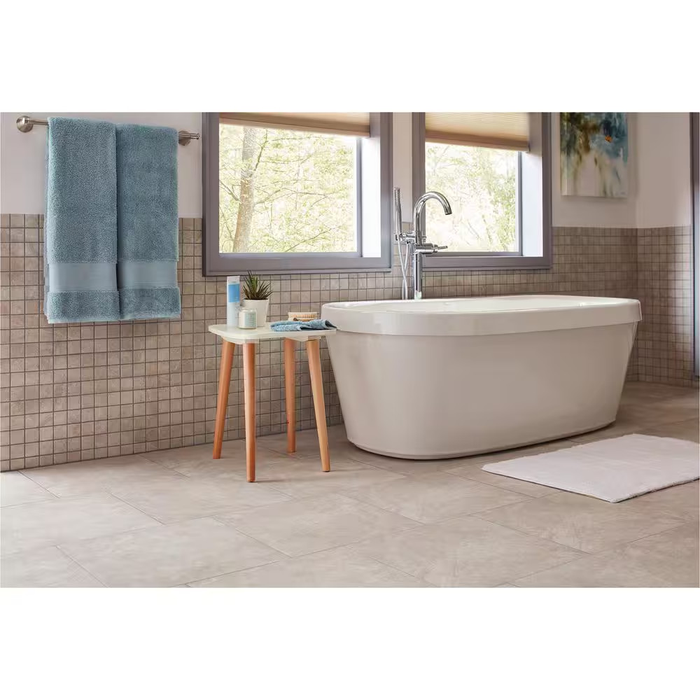 Portland Stone Gray 18 In. X 18 In. Glazed Ceramic Floor and Wall Tile (348.8 Sq