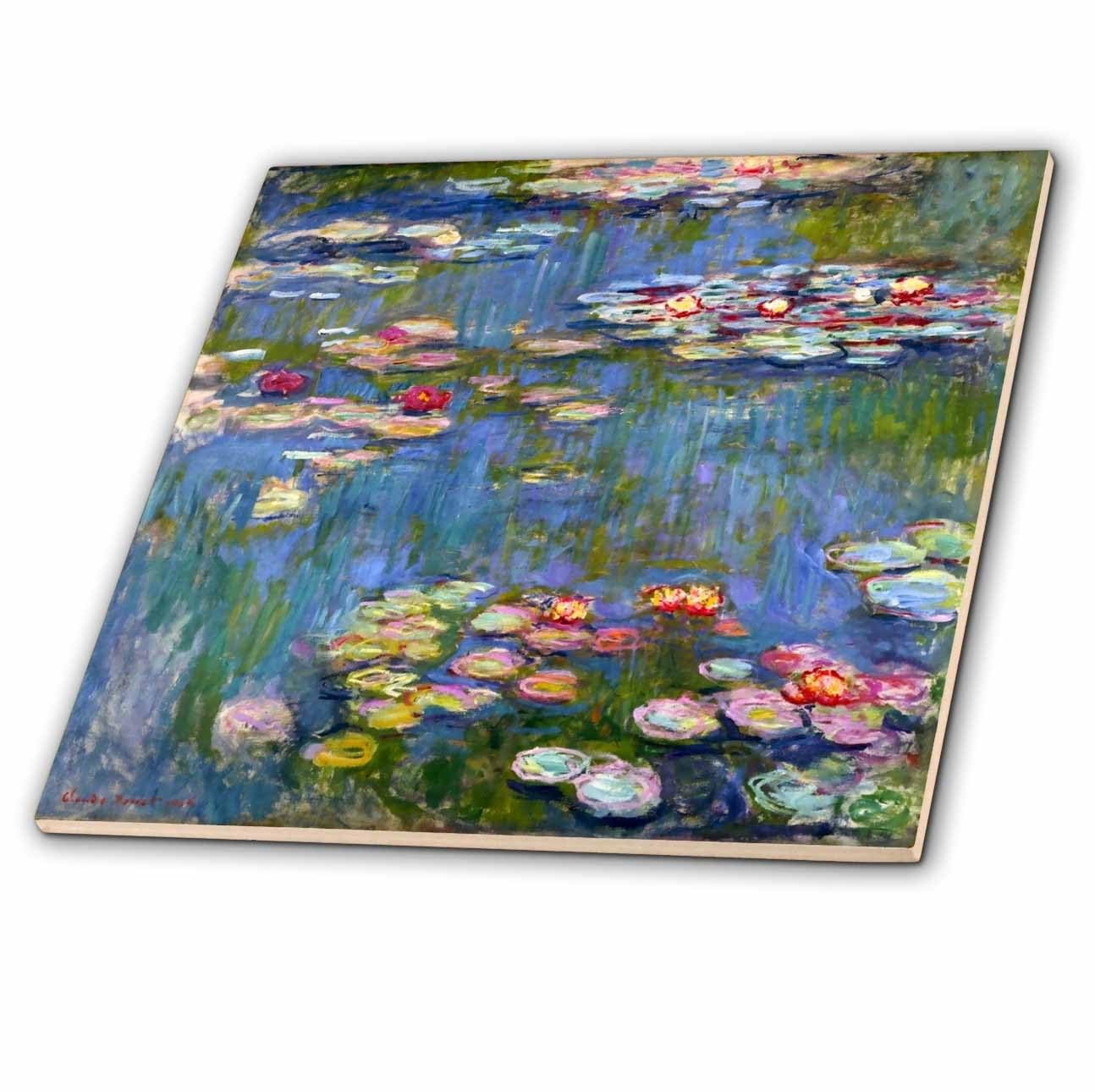 3dRose Water Lilies Claude Monet Impressionist Fine Art Ceramic Tile 8-Inch ct_