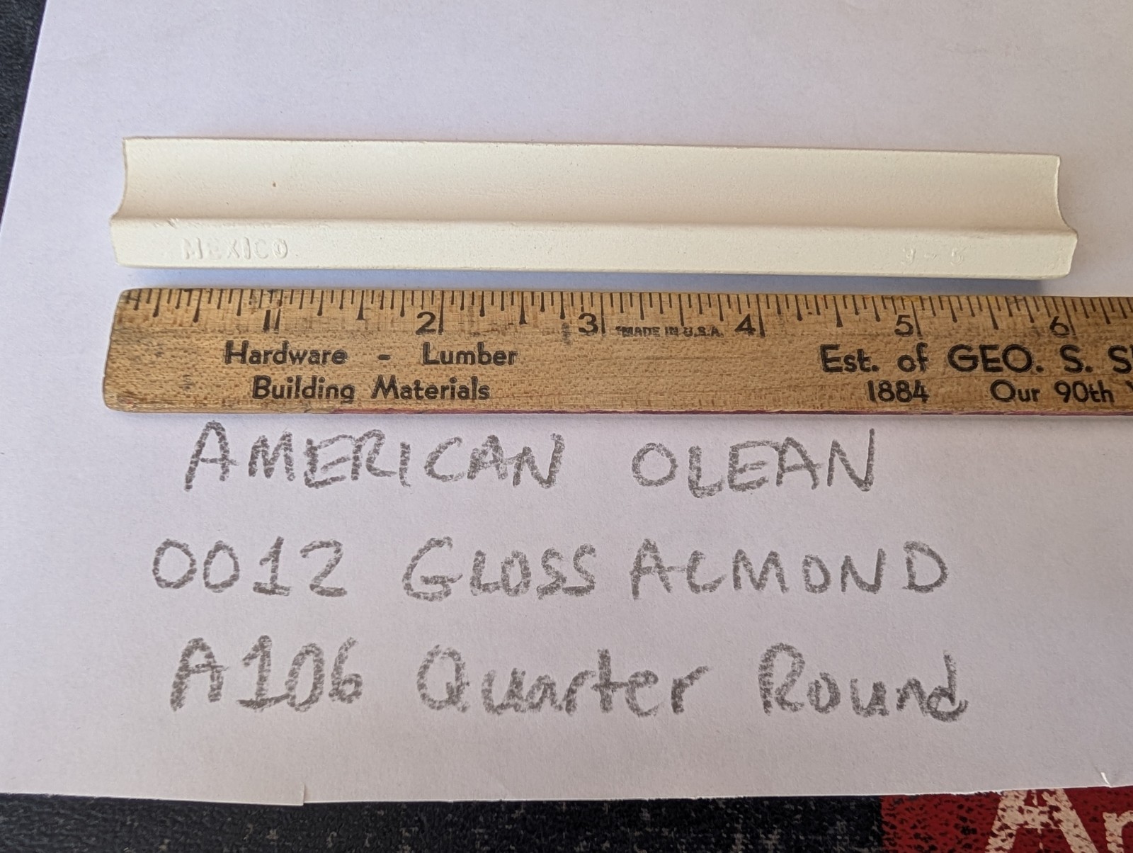 2 pcs NEW American Olean Gloss Almond #12 A106 Ceramic Tile Quarter Round 3/4X6″