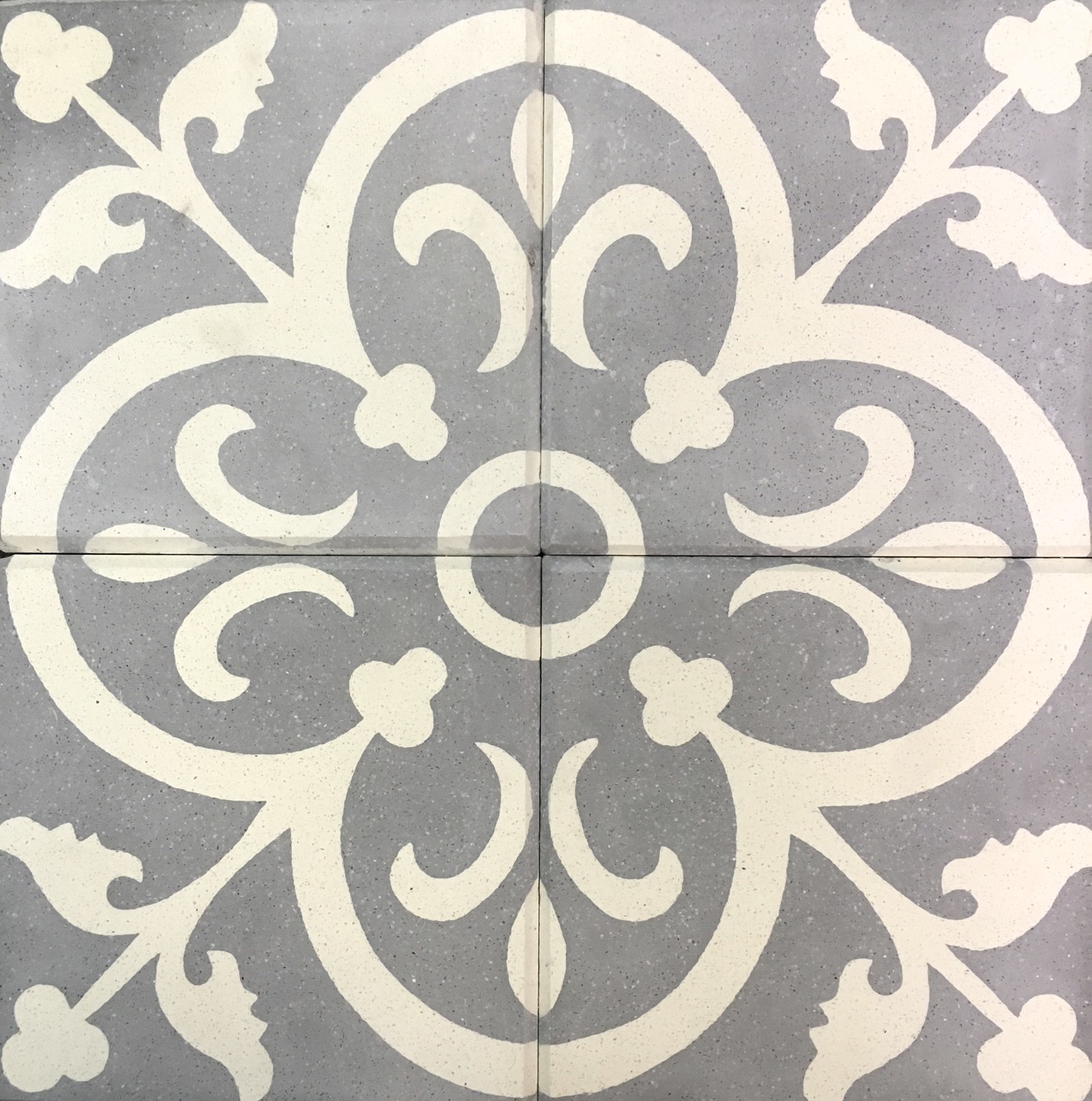Flora Encaustic Blue White 8×8 Honed Beveled Finish Cement Wall Floor Tile