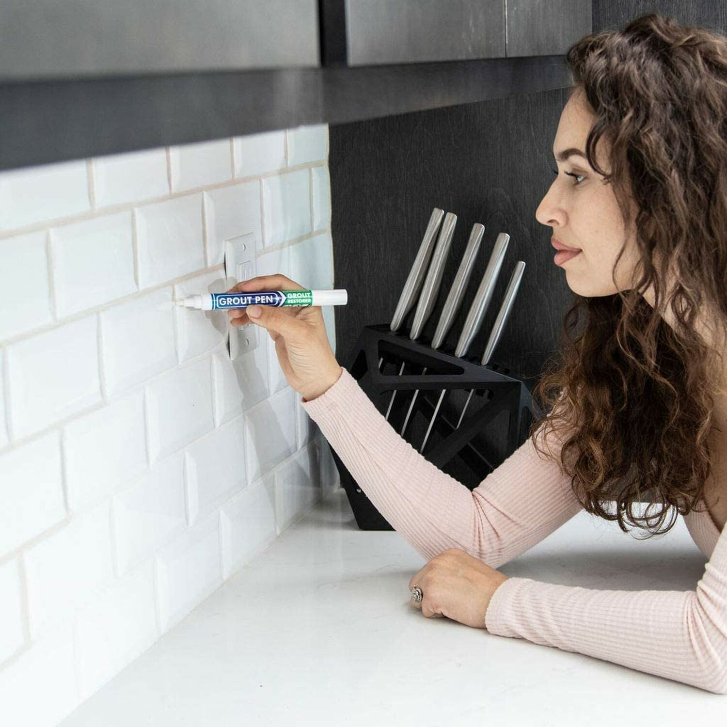 Grout Pen Ivory Tile Paint Marker: Waterproof Tile Grout Colorant w/ Extra Tips