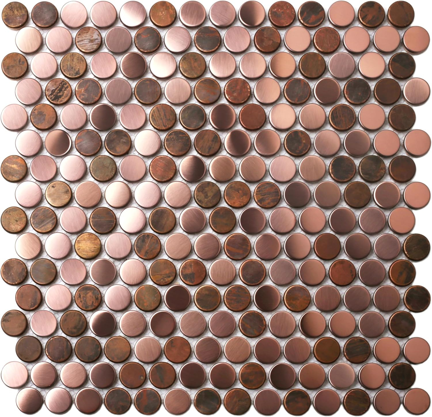 Copper Penny Round Mosaic Tile Backsplash for Shower Floor (Box of 5 Sheets)