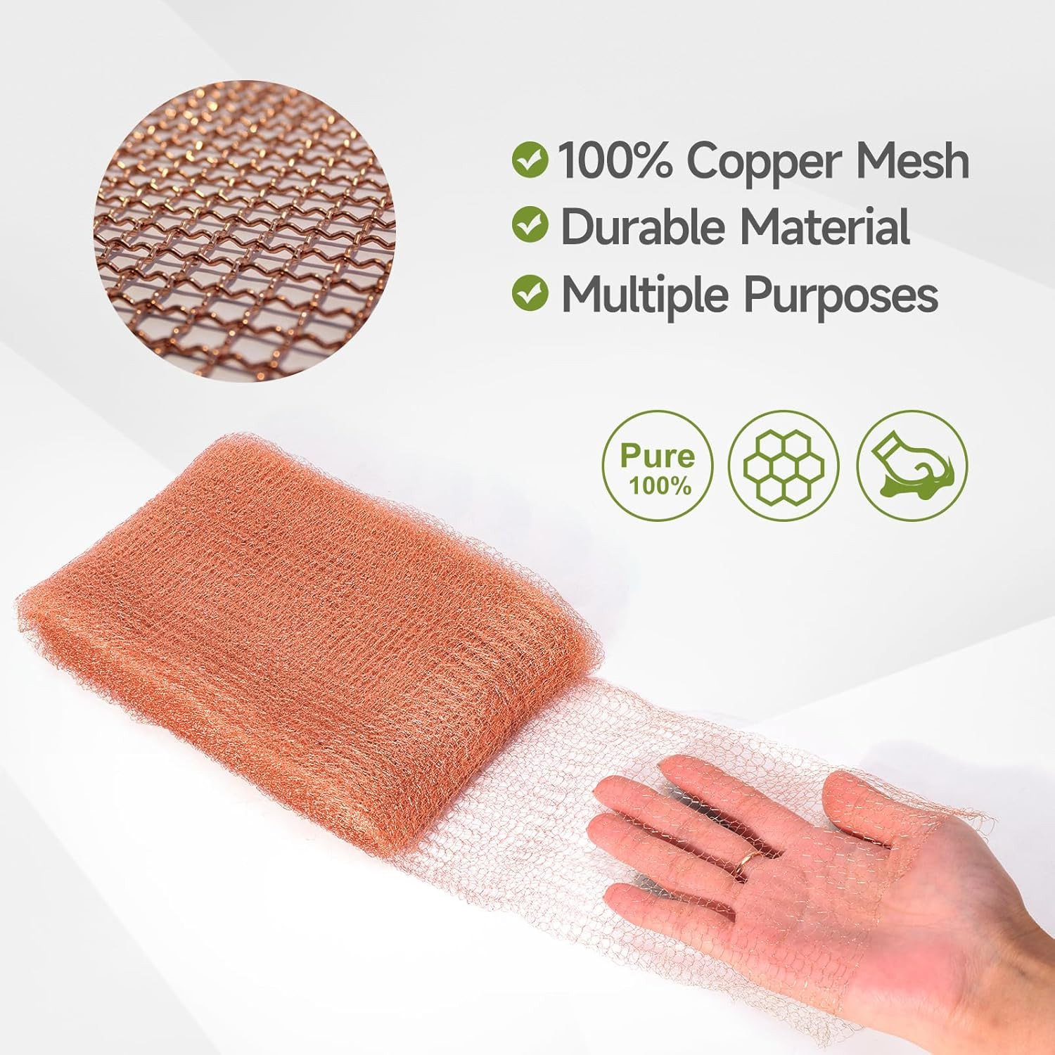 Copper Mesh Rodent Control, 4In X 30Ft Premium Copper Wool Ideal for Hole Blocki