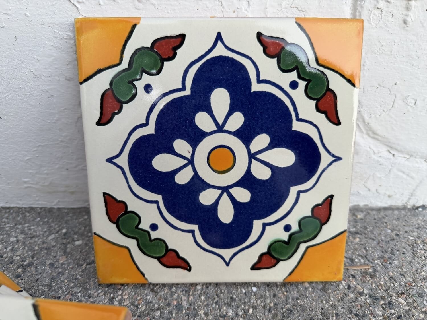 Floral Medallion Quatrefoil Talavera Tile 6” x 6” | Handmade Mexican Tile
